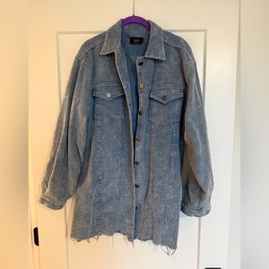 Vici Blue Distressed Corduroy Button Shirt/Jacket